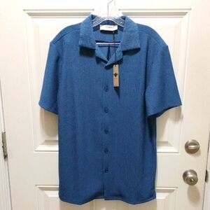 Cove Men's Casual Blue Button Down Shirt, Size S